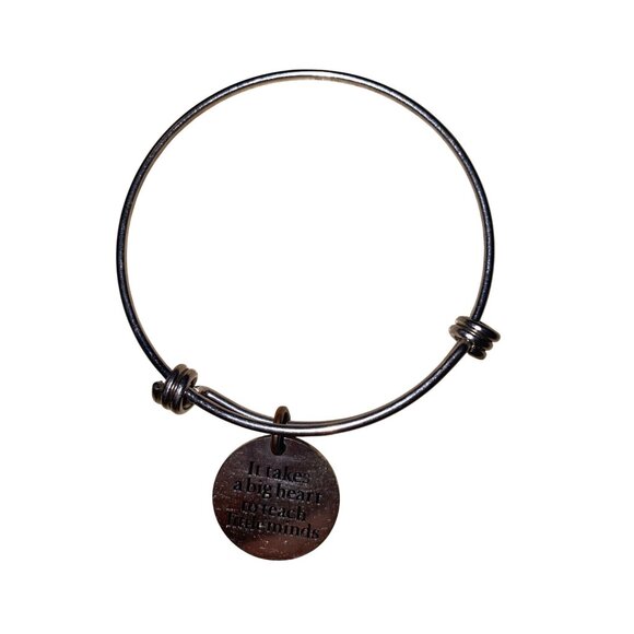 Adjustable Inspirational Teacher Bangle Bracelet With Engraved Pendant "It Takes - Picture 1 of 3